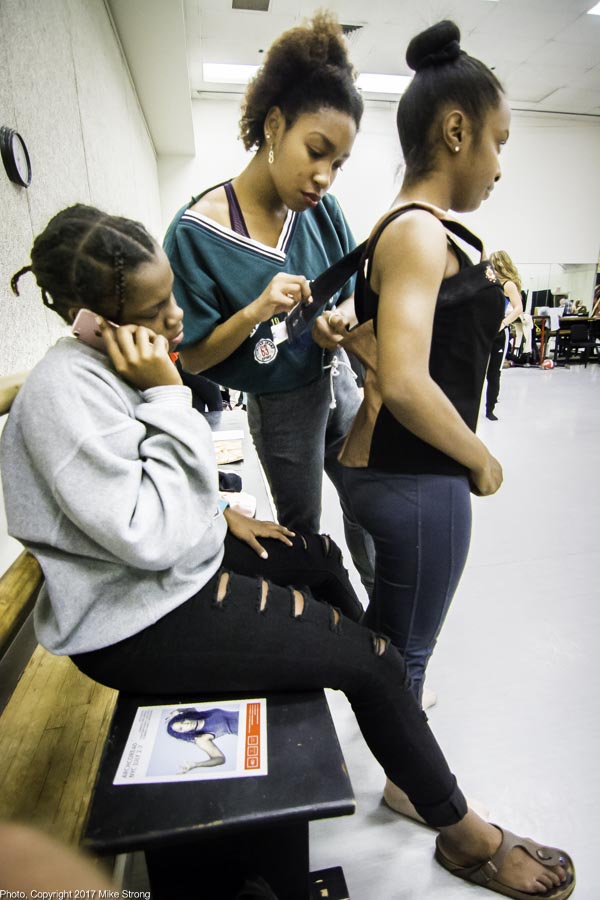 Adjustments: Bree Dorsey, Nia Towe, Taylor Edwards - in studio for Josephine Baker (Nia and Taylor are two of the Josephines at each stage of her life)