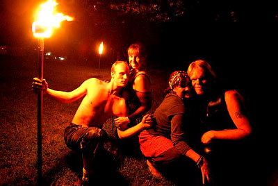 Fire performers Vesuvius (Agni Tara, Yosh, Uriah, Alonzo and Beacher) at Dance in the Park 7 Sept 2008 - Kansas City, MO