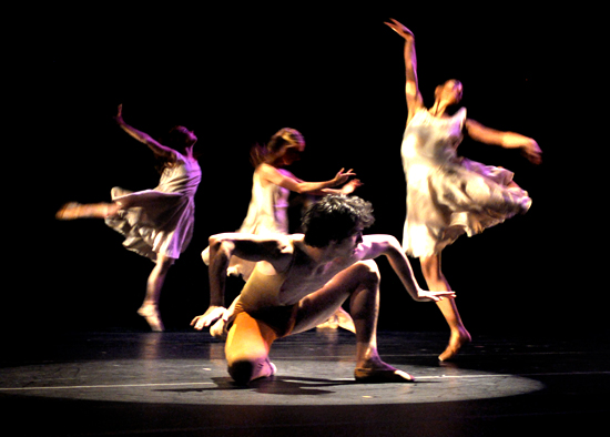 Salvatore Aiello's Afternoon of a Faun - Gavin Stewart (front) as the faun, in back left-right - Devan Smith, Marie Buser, Chloe Abel and not shown here, Brittany Duskin