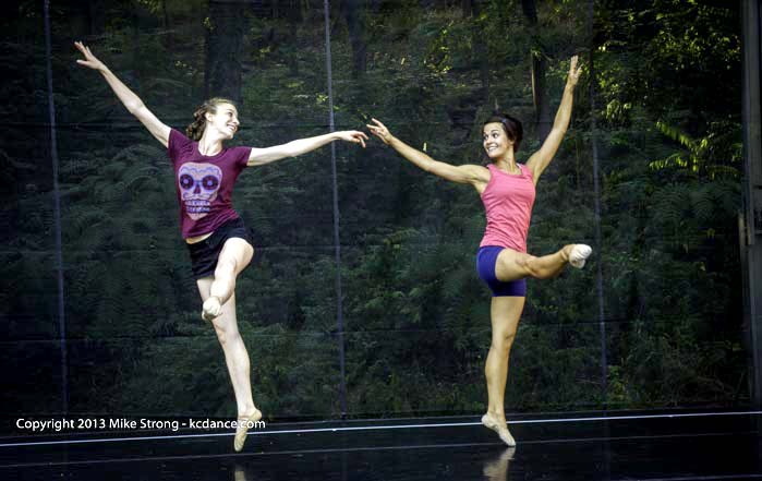 Juliana Bicki and Betty Kondo in rehearsal for Owen Cox at Dance in the Park 2013