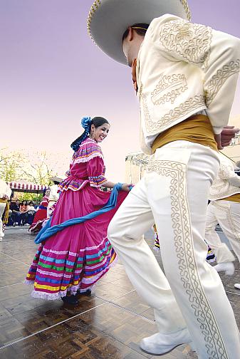 Whitney Boyd and Juan Carlos Chaurand: closest dancers to the camera - performing Jarabe Tapatio (Mexican Hat Dance)