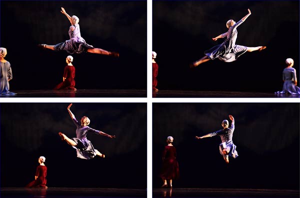 Alyssa Gold in Dark Elegies performing four grande jetes in four directions (these are four successive frames: 2888, 89, 90 and 91, Left-Right, Top to Bottom) 